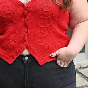 Vintage Red Plus-Size Vest